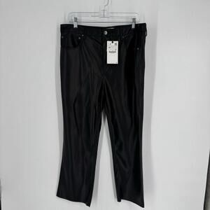 Zara pants womens 14 black faux leather dreed high rise crop party holidays work